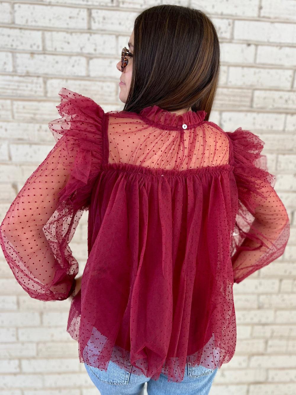 Cranberry Flare Blouse Product Image