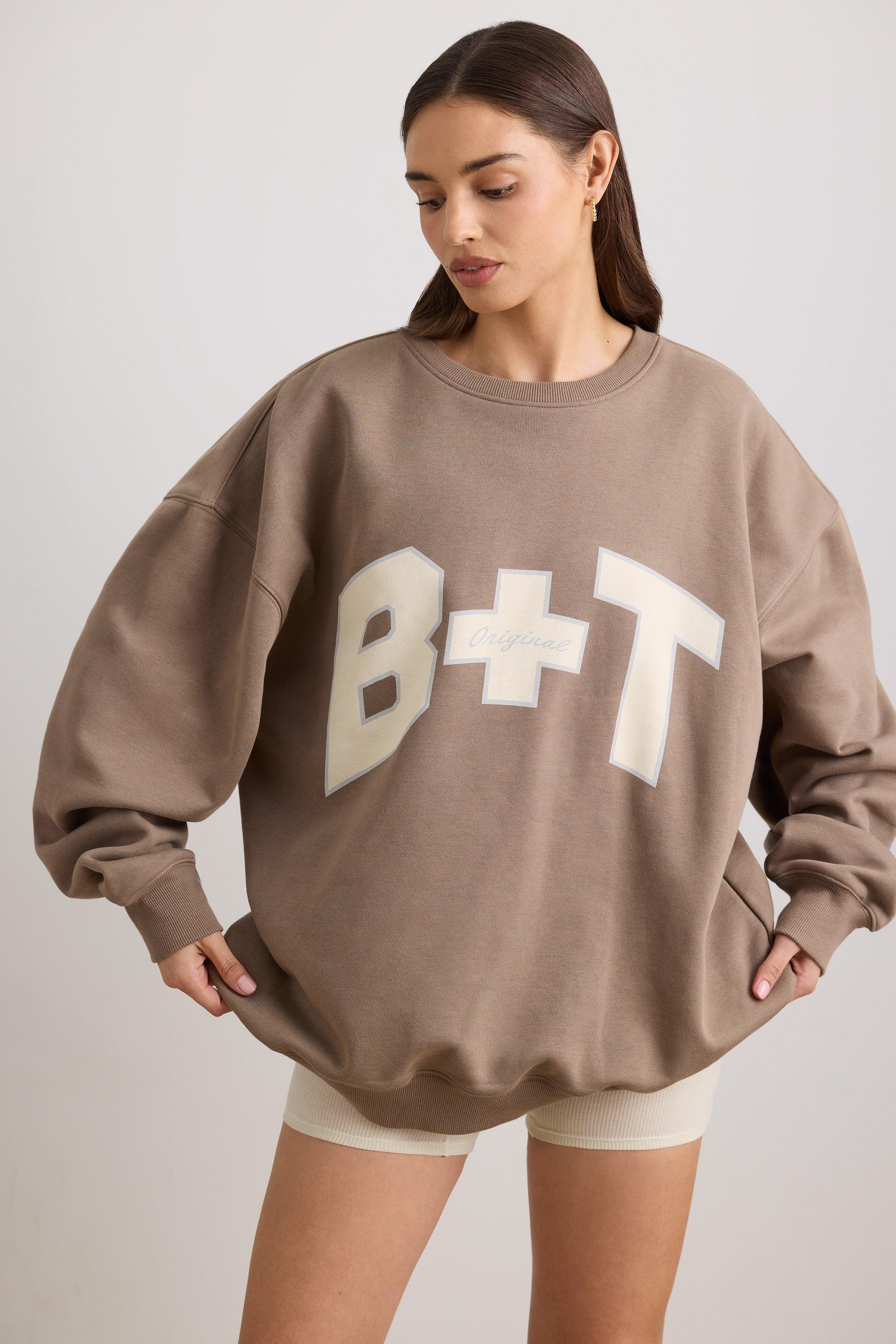 Oversized Crew Neck Sweatshirt in Espresso Product Image