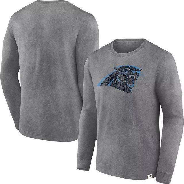 Mens Fanatics Branded Heather Charcoal Carolina Panthers Washed Primary Long Sleeve T-Shirt Product Image