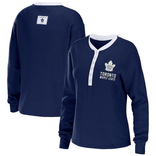 Womens Wear by Erin Andrews Blue Toronto Maple Leafs Waffle Henley Long Sleeve T-shirt Product Image