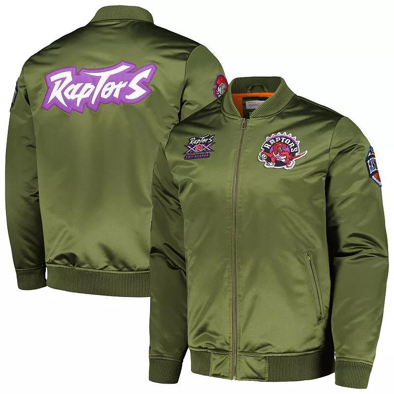 Mens Mitchell & Ness Olive Toronto Raptors Hardwood Classics Retro Satin Full-Zip Jacket Product Image