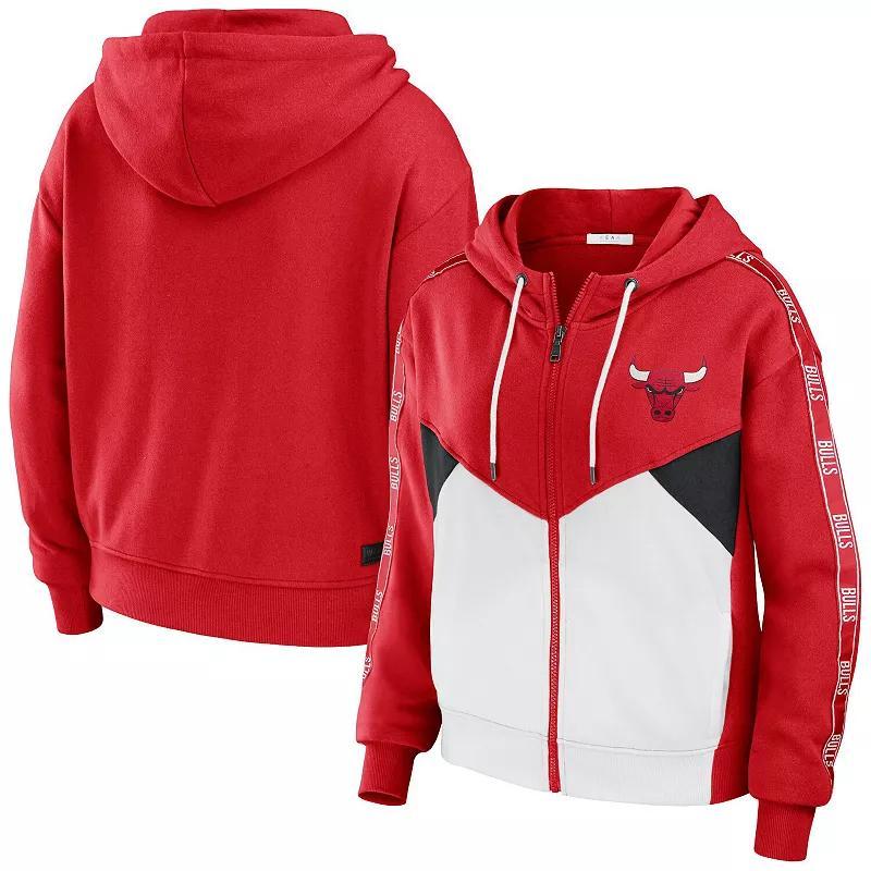 Womens WEAR by Erin Andrews Chicago Bulls Color-Block Full-Zip Hoodie Product Image