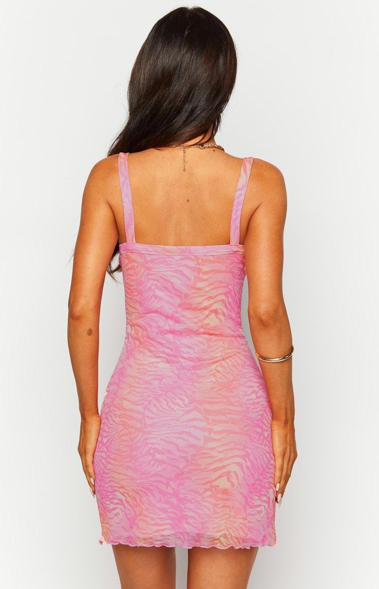 Lana Pink Sunset Tiger Print Mini Dress Product Image