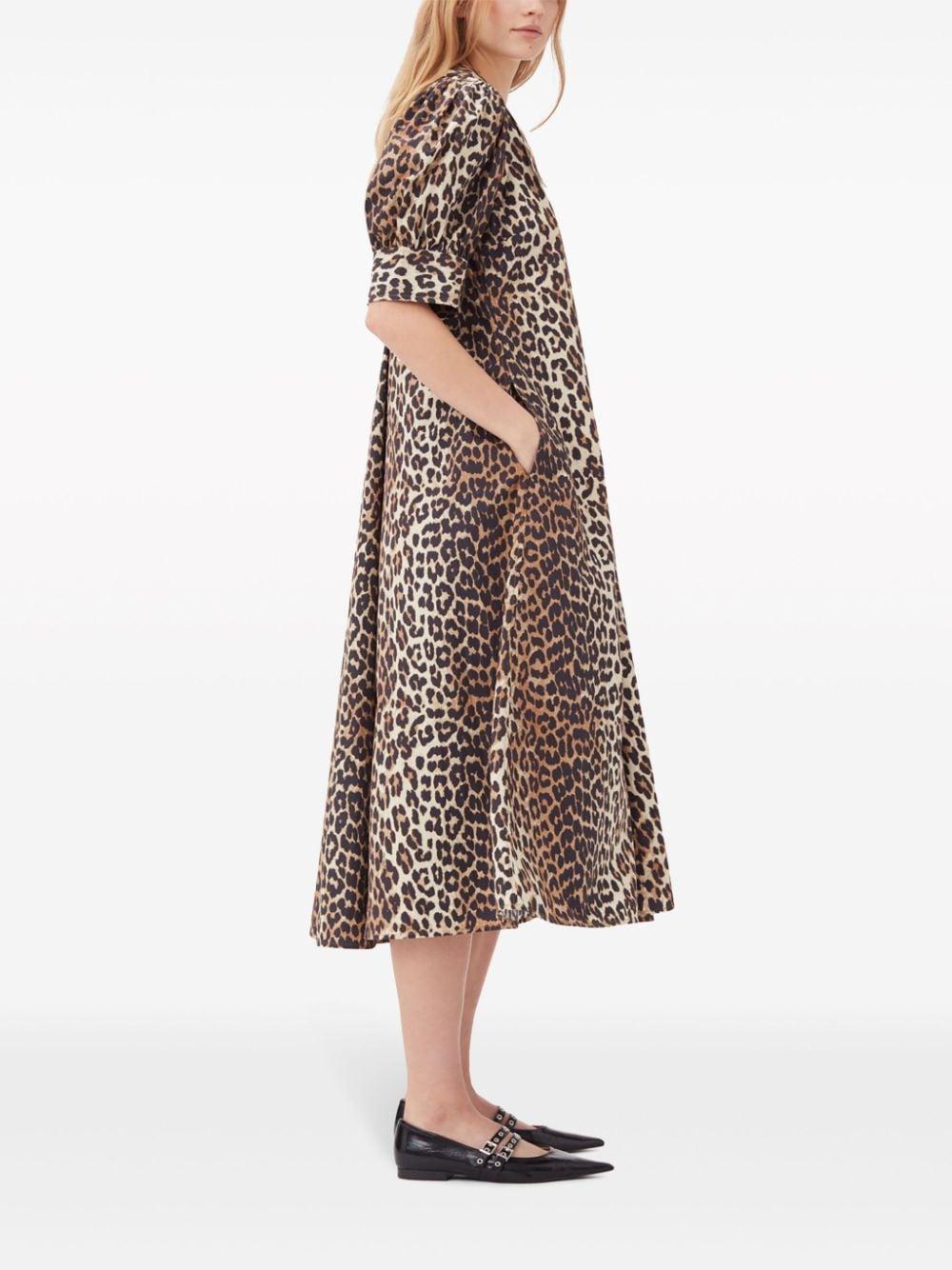 leopard-print organic cotton midi dress  Product Image