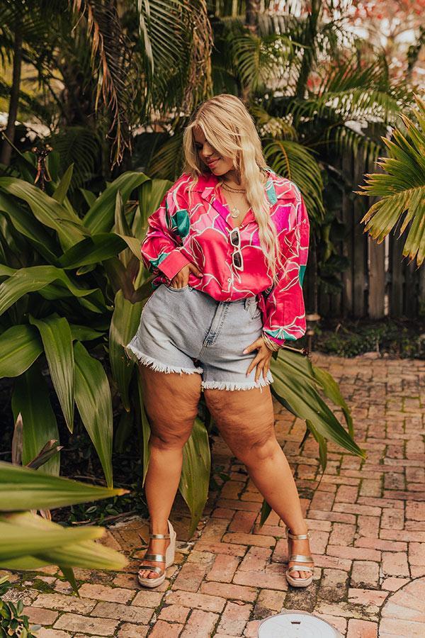 KanCan The Wendy High Waist Frayed Shorts Curves Product Image