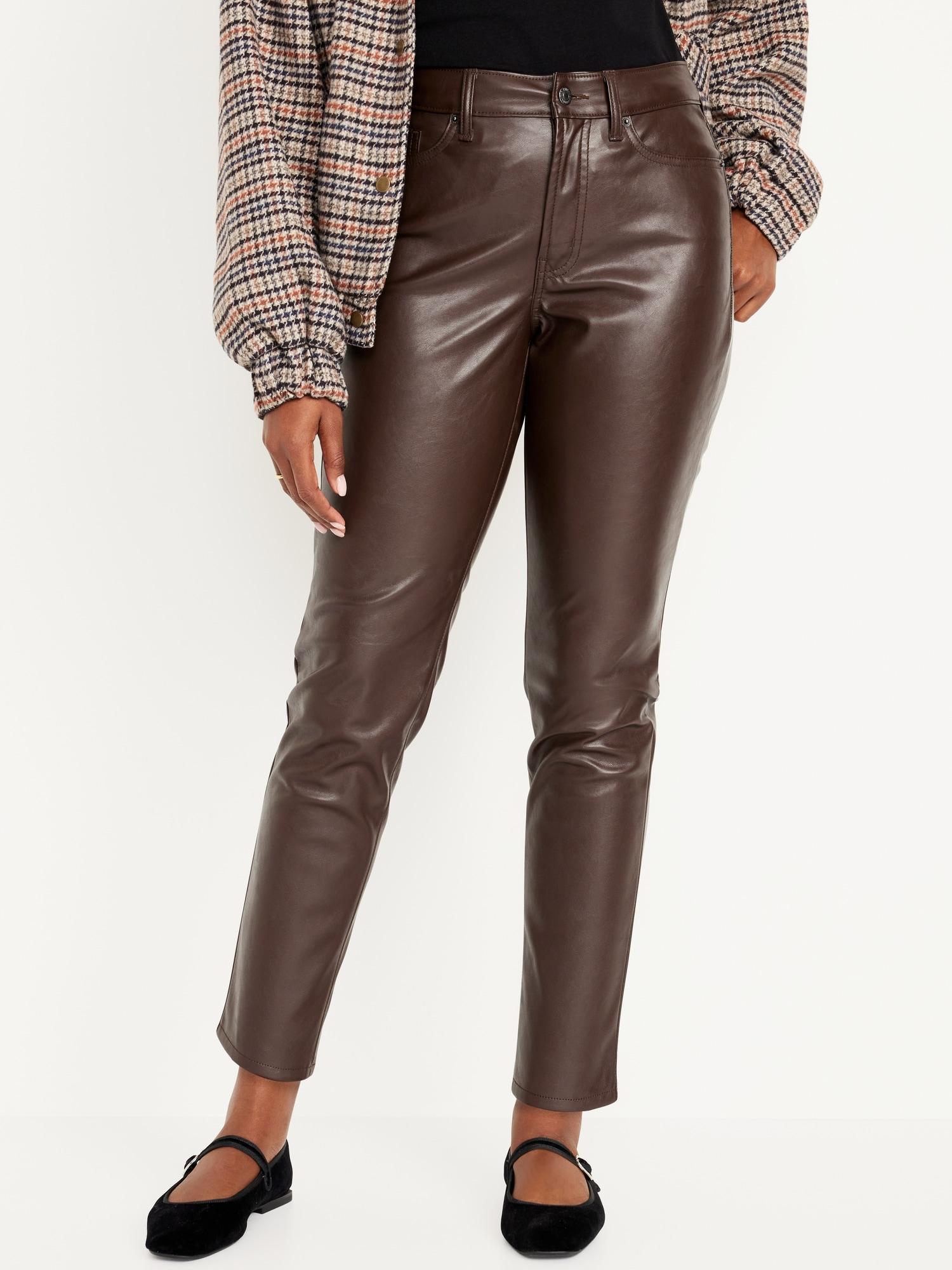 High-Waisted OG Straight Faux-Leather Ankle Pants Product Image