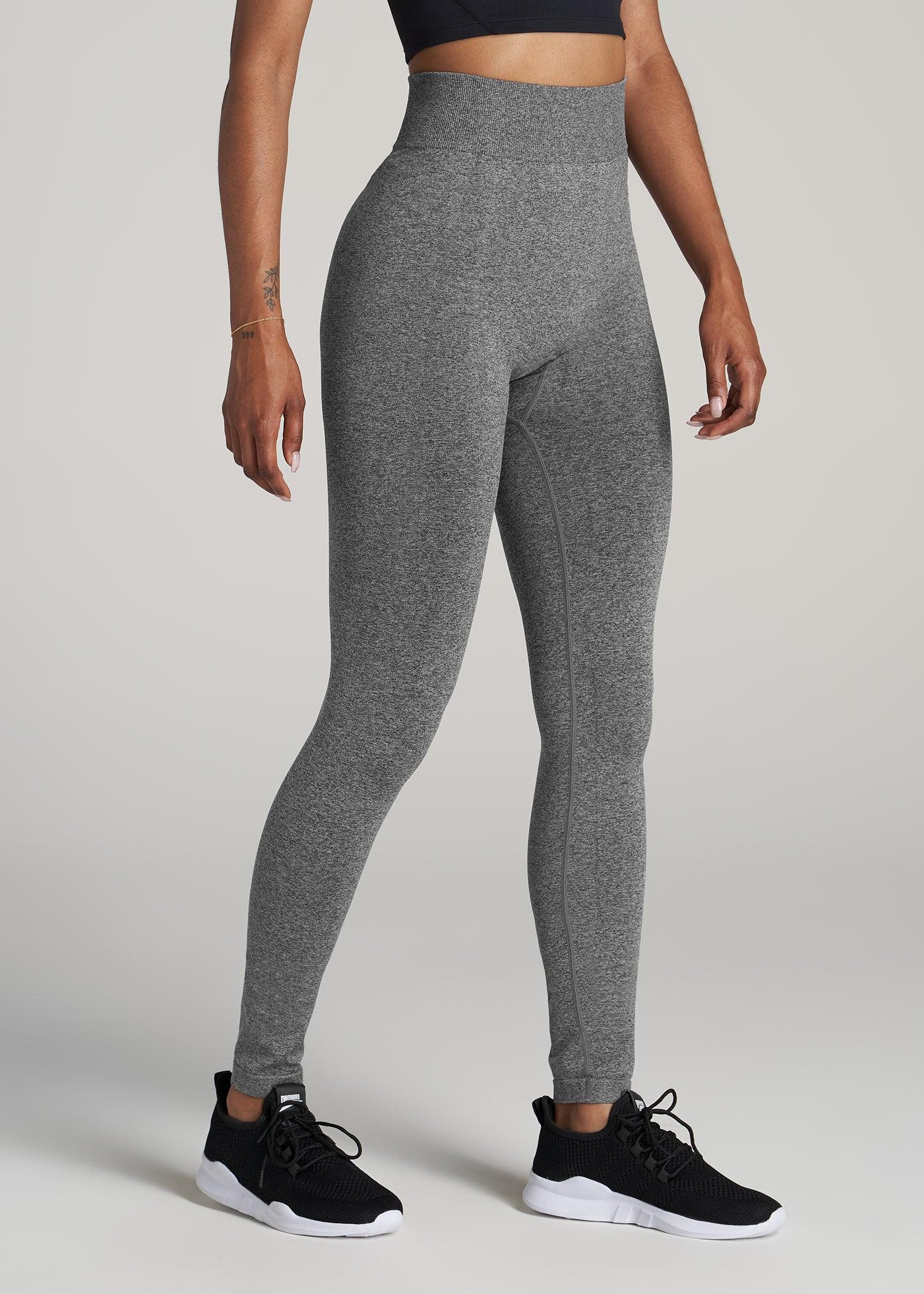 Seamless Leggings for Tall Women in Black & Grey Heather Product Image