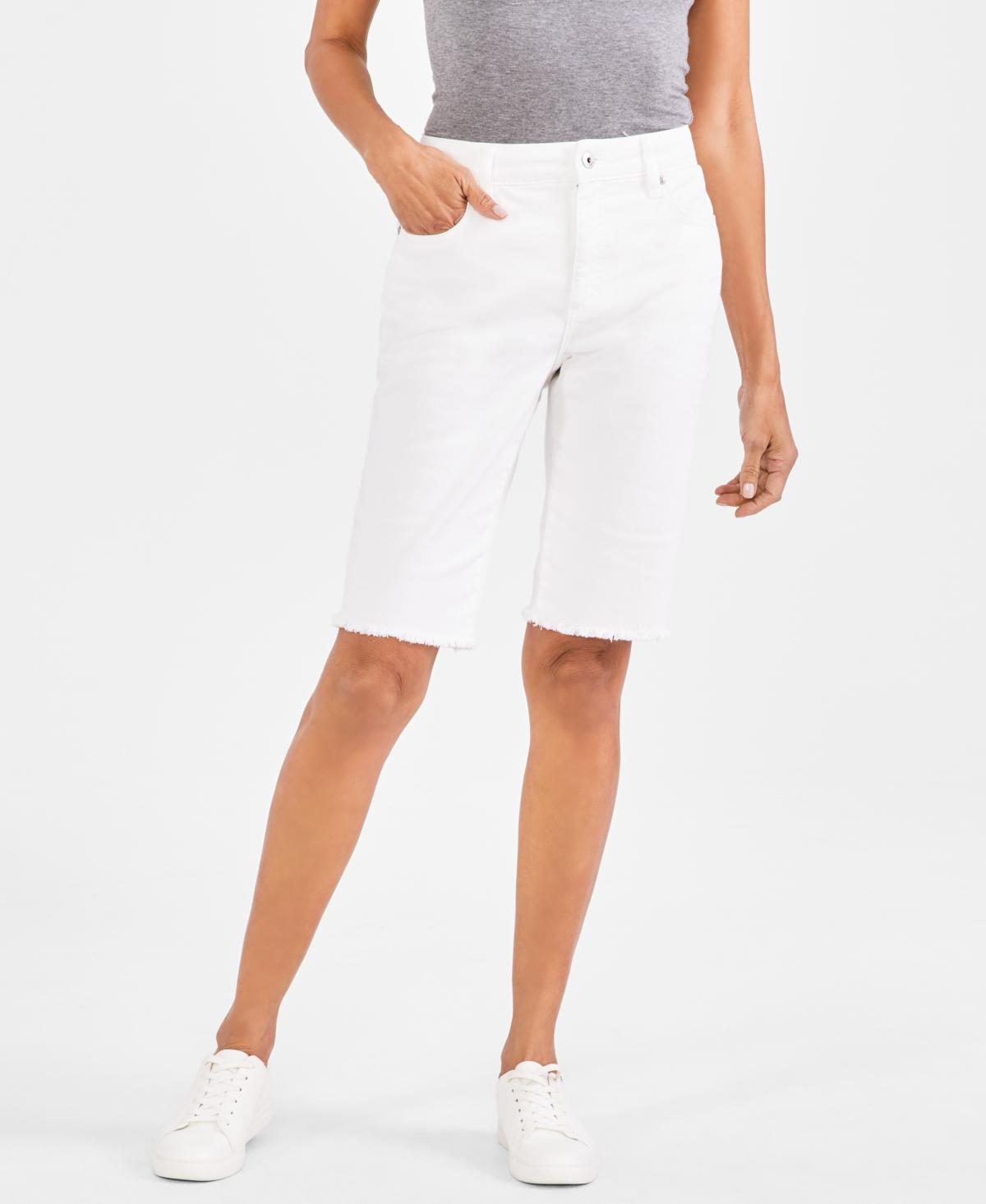 Style & Co Womens Mid-Rise Raw-Edge Bermuda Jean Shorts, Created for Macys Product Image