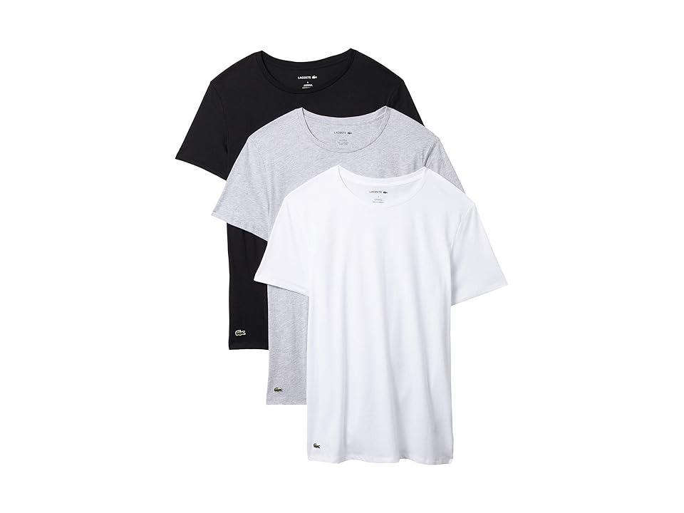 Lacoste 3-Pack Crew Neck Regular Fit Essential T-Shirt (White/Silver Grey Chine/Black) Men's Clothing Product Image