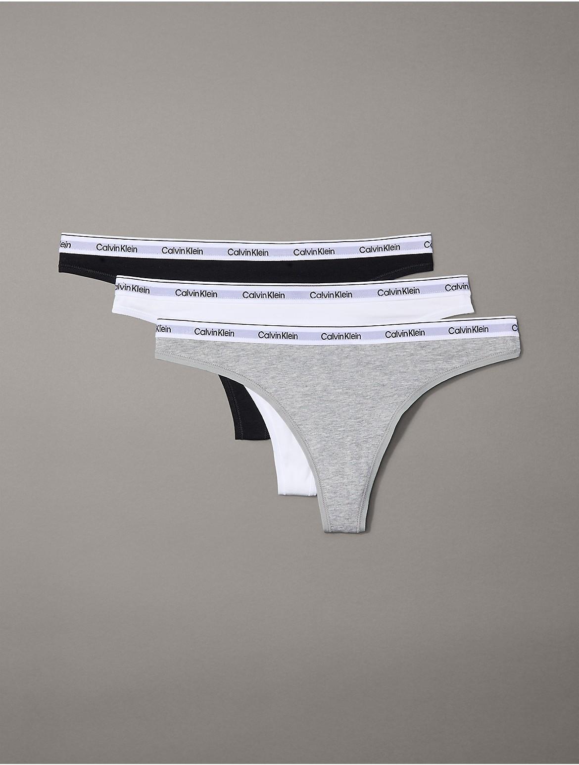 Calvin Klein Womens Modern Logo 3-Pack Low Rise Thong - Grey - L Product Image