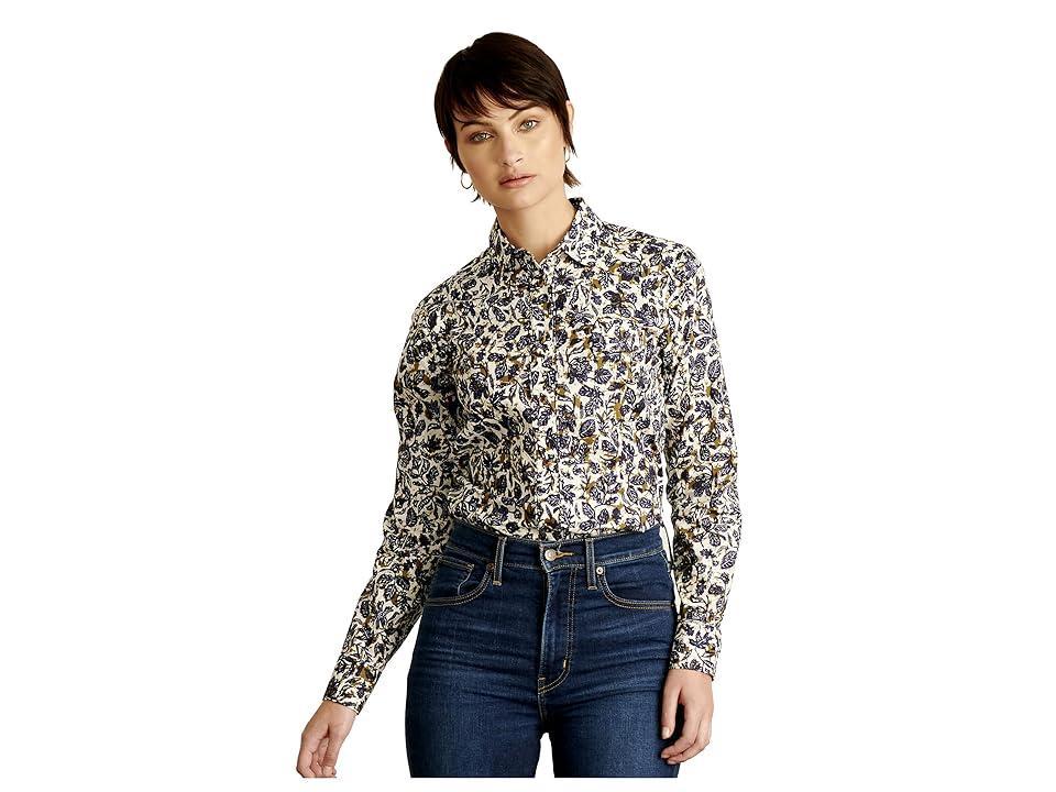 Hatley Denise Blouse (White/Baltic Flowers) Women's Clothing Product Image