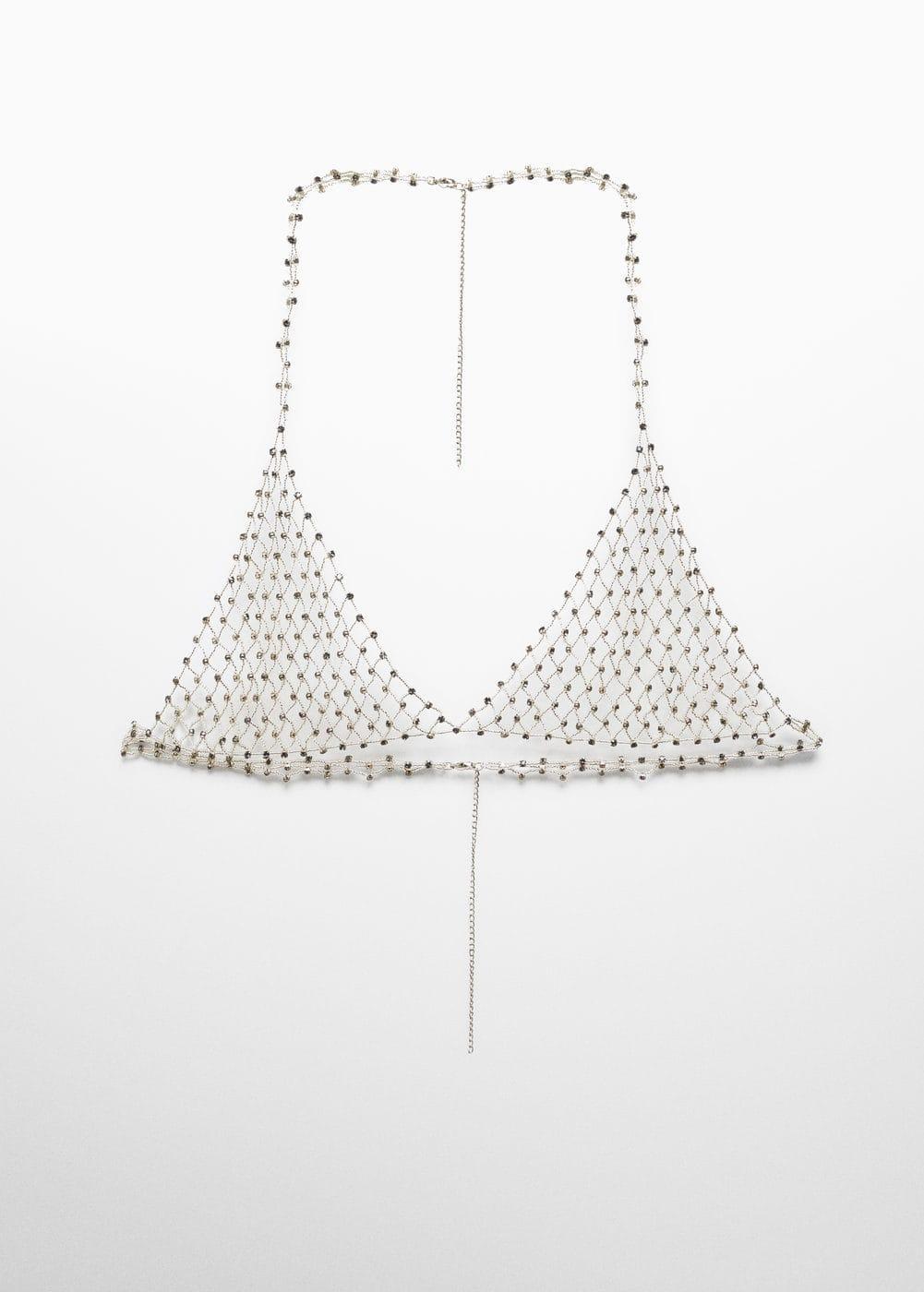 MANGO - Rhinestone crystal body necklace - One size - Women Product Image