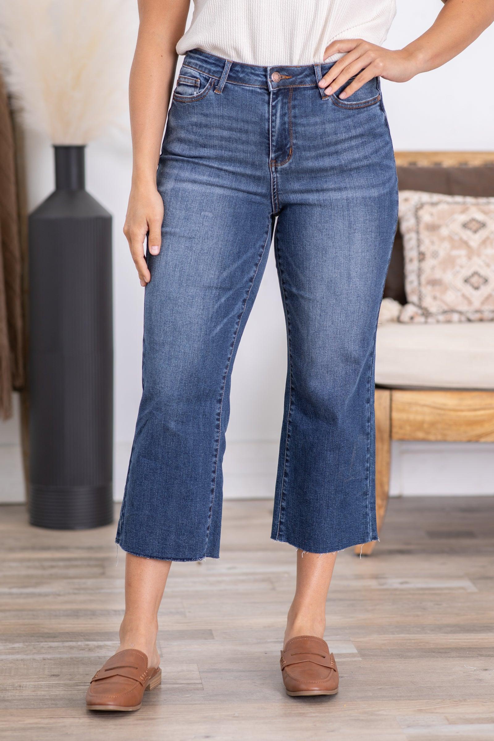 Judy Blue Back Pocket Embroidery Crop Jeans Product Image