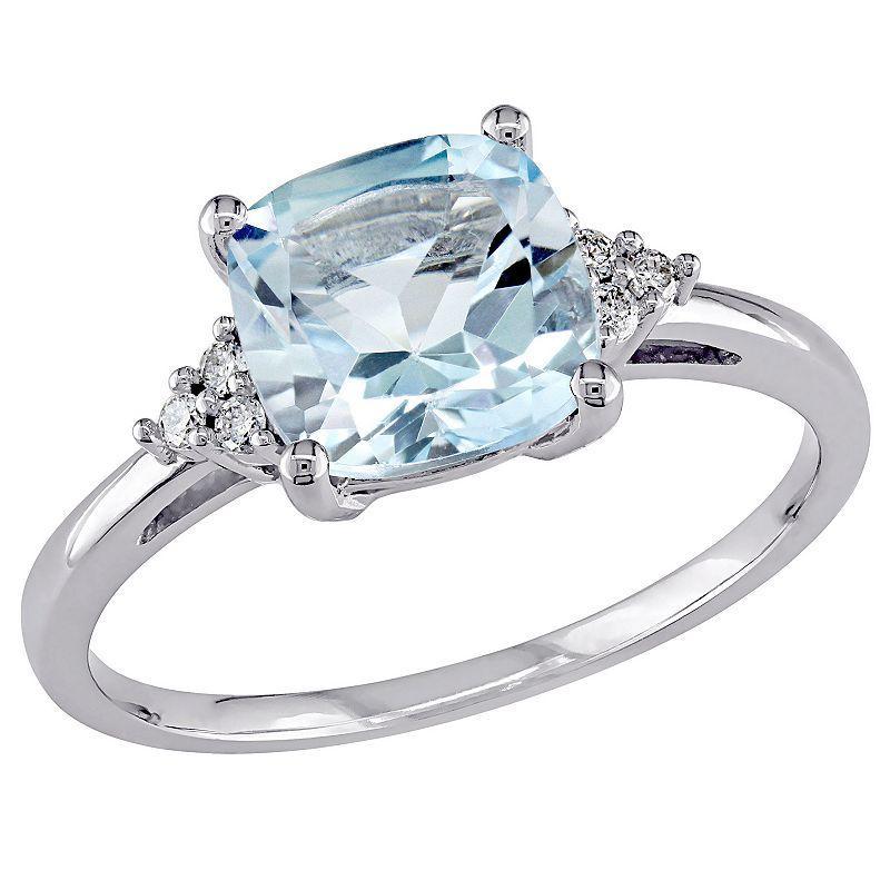 Stella Grace 10K White Gold Blue Topaz & Diamond Accent Ring, Womens Product Image