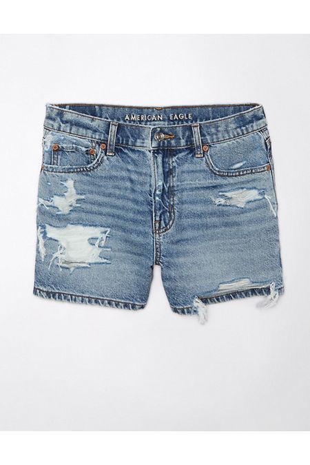 AE Strigid Super High-Waisted Relaxed Ripped Denim Short Women's Product Image