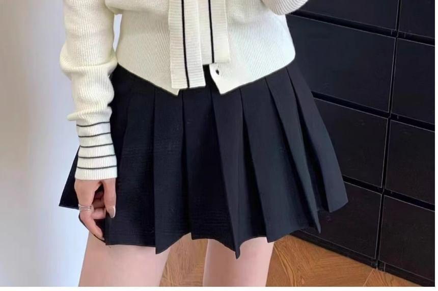 Collar Striped Ribbed Cardigan Product Image