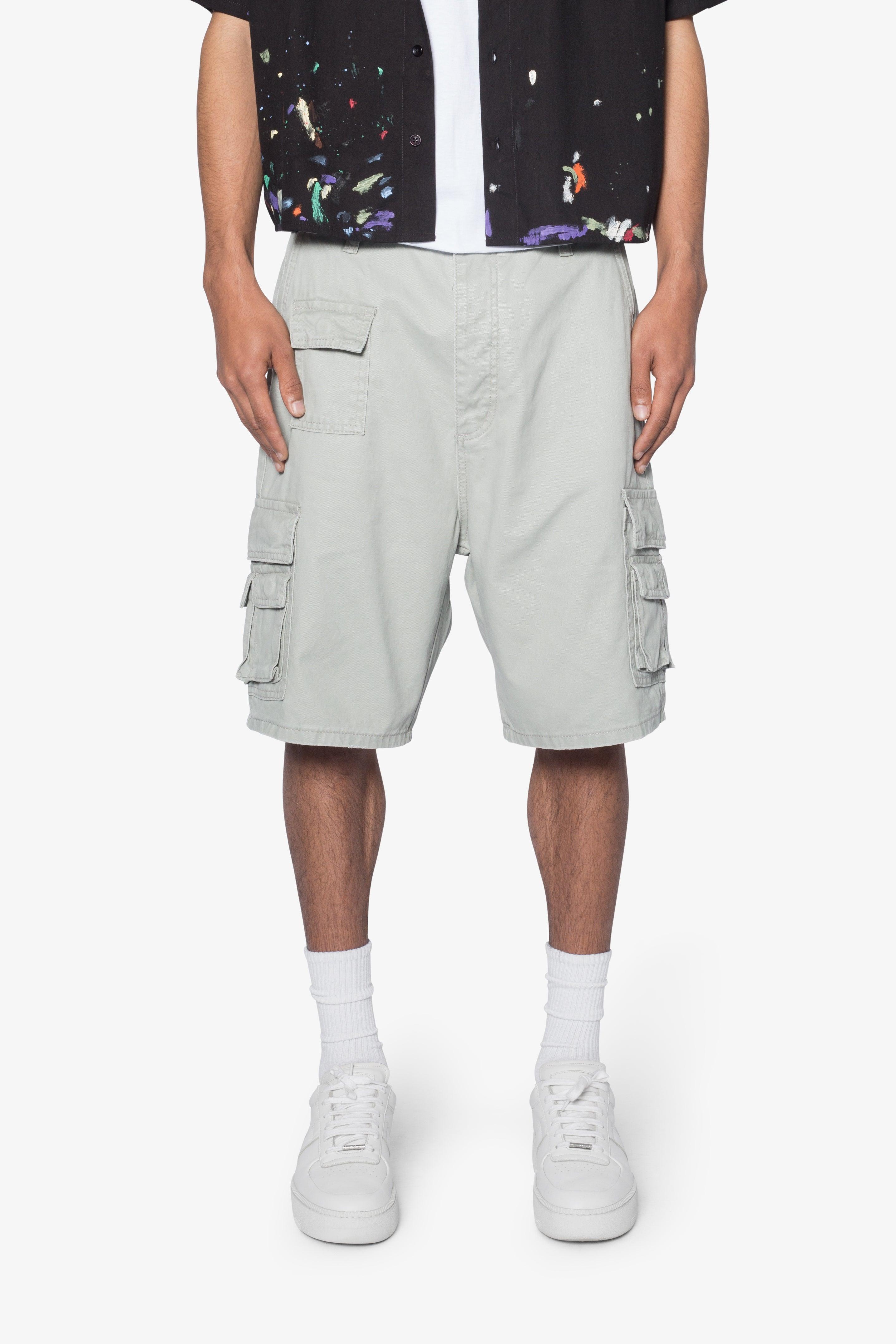 Multi Pocket Cargo Shorts - Grey Product Image