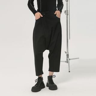 High Rise Plain Crop Harem Pants Product Image