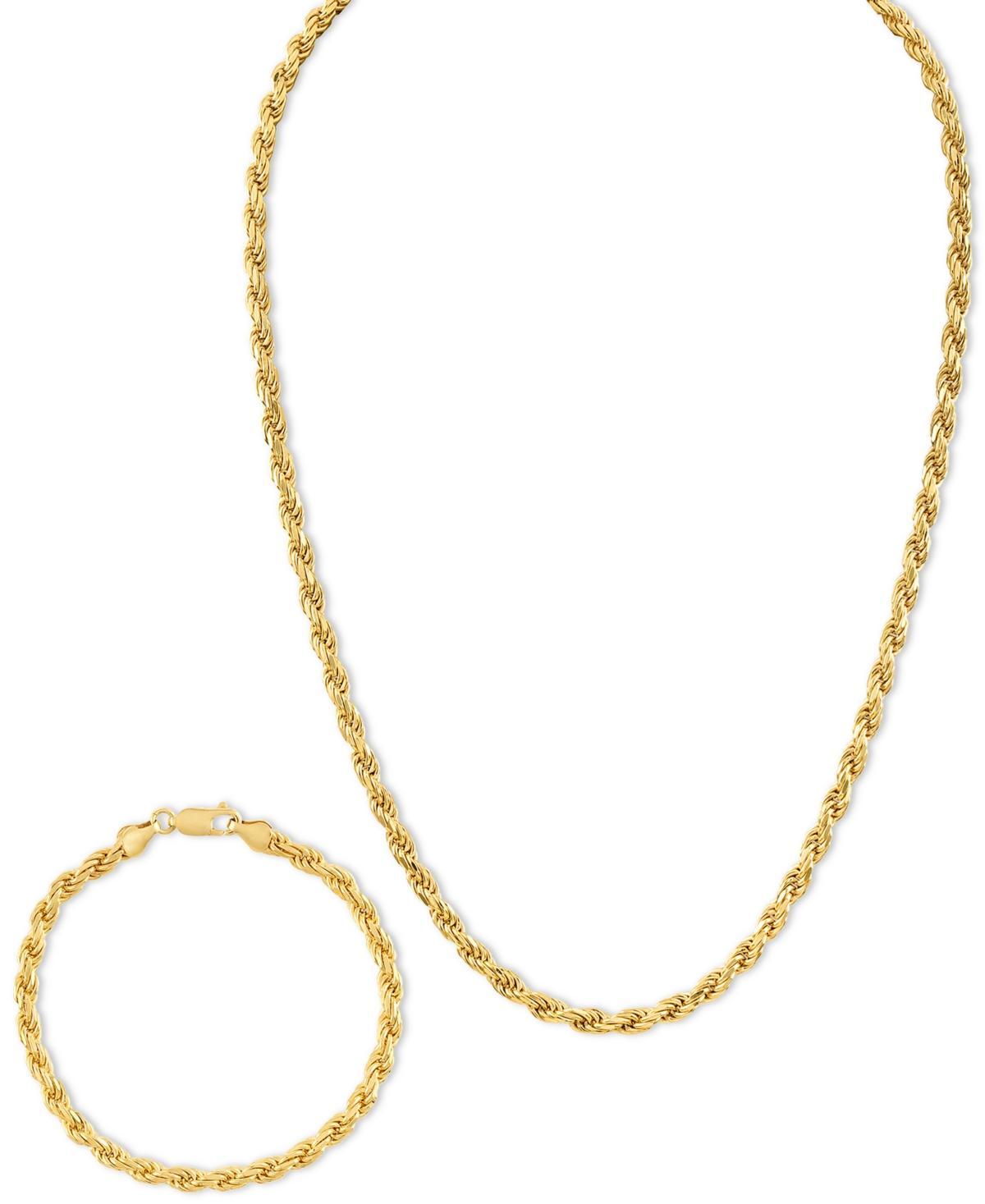 Esquire Mens Jewelry 2-Pc. Set 22 Rope Link Chain Necklace & Matching Bracelet, Created for Macys Product Image