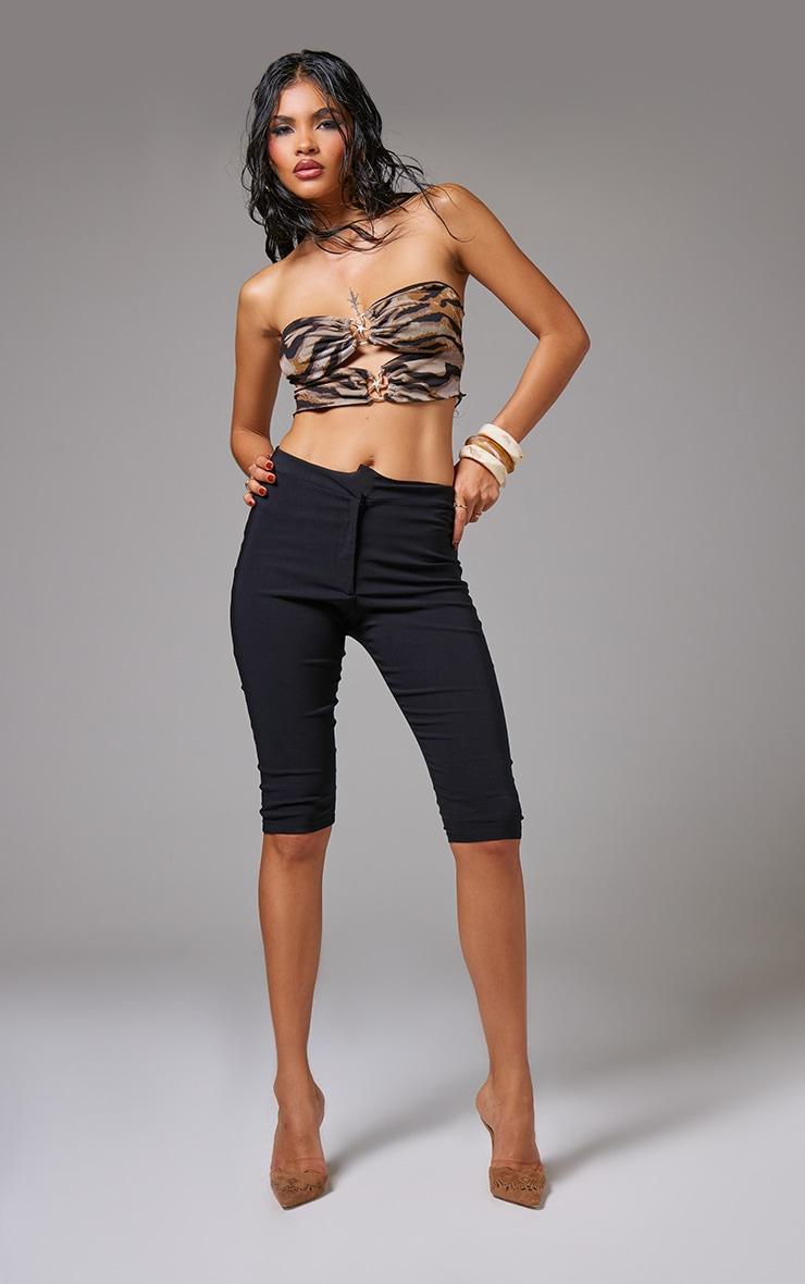 Brown Tiger Print Starfish Trim Crop Top Product Image