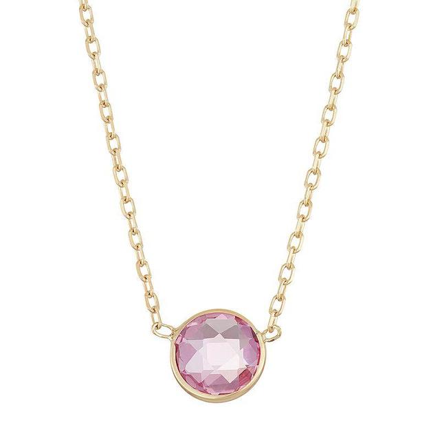 Designs by Gioelli 10k Gold Lab-Created Pink Sapphire Circle Pendant Necklace, Womens Product Image