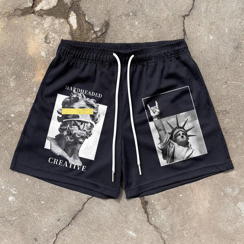 Hardheaded Print Casual Street Mesh Shorts product image