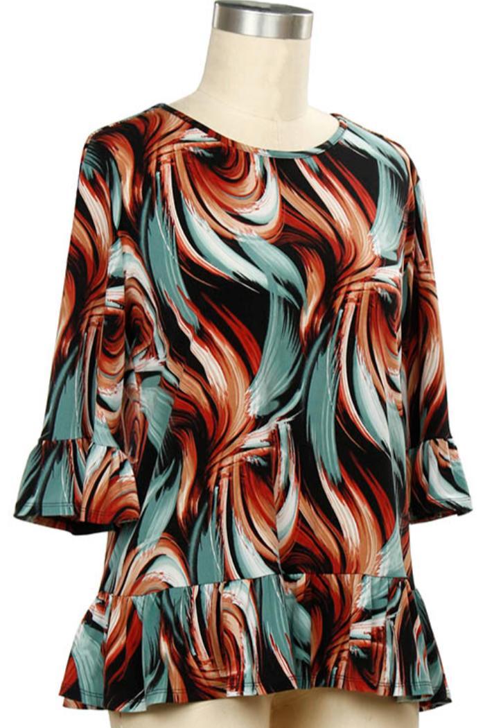 3/4 Slv Arona Swirl Print Top Product Image