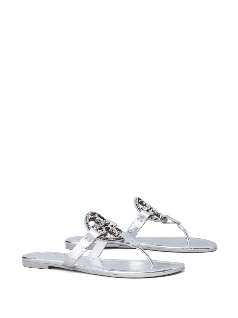 TORY BURCH Miller Logo-plaque Sandals In Silver Product Image