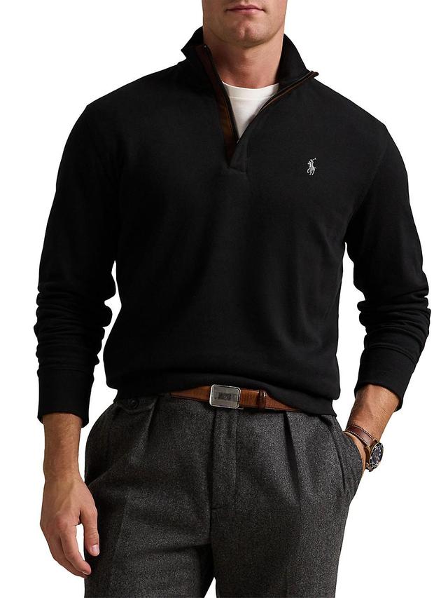 Mens Cotton Long-Sleeve Quarter-Zip Sweater Product Image