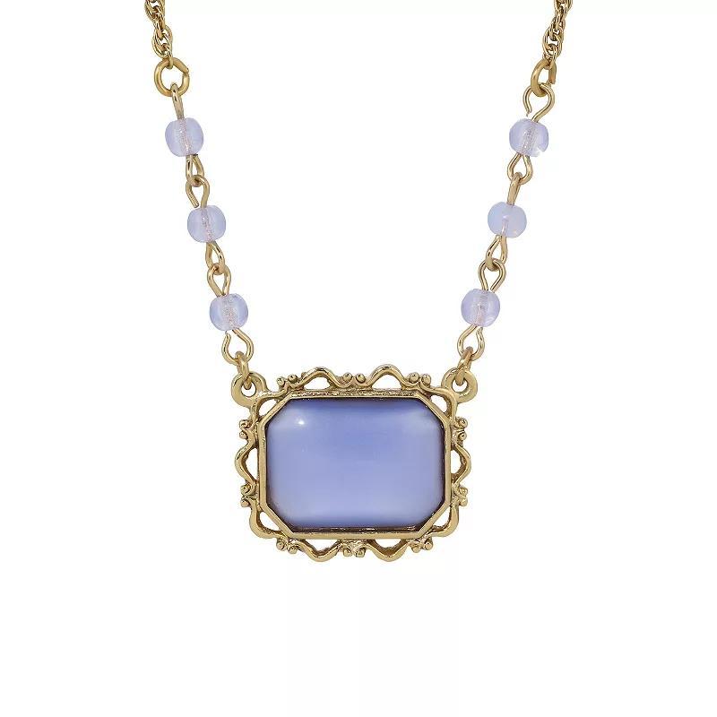 1928 Gold Tone Moonstone Pendant Necklace, Womens, Blue Product Image