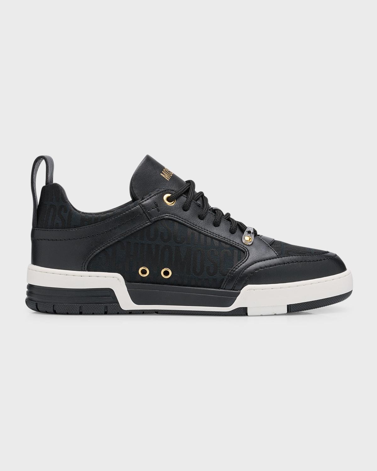 Mens Nylon-Logo and Leather Low-Top Sneakers Product Image