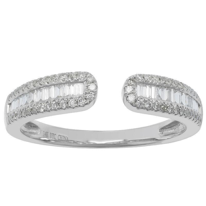 Luxle 14k White Gold 1/3 Carat T.W. Diamond Open Band Right Hand Ring, Womens Product Image