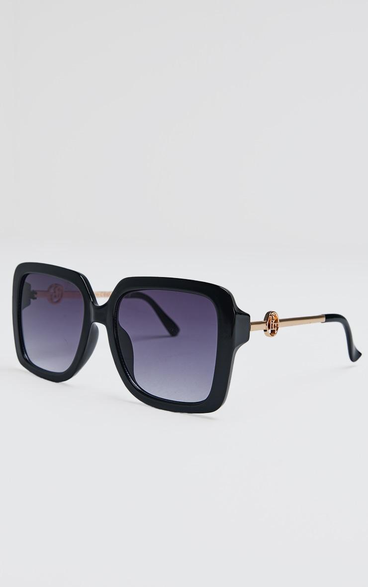 PRETTYLITTLETHING Black Branded Oversized Square Sunglasses Product Image