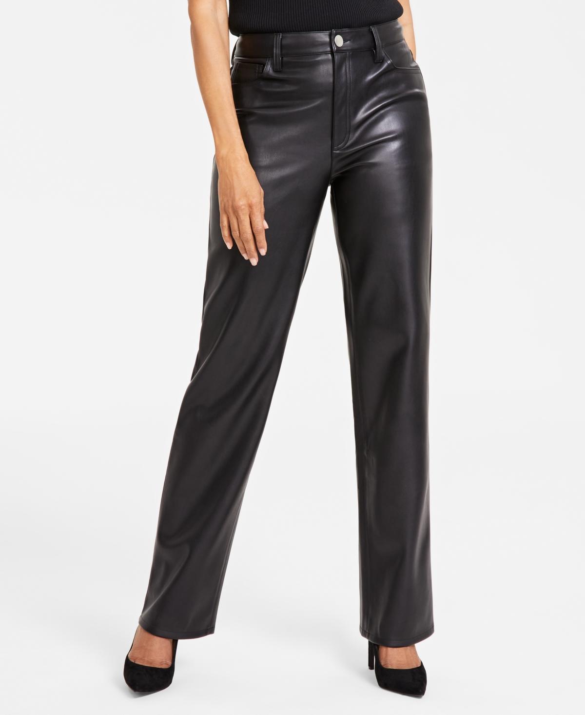 I.n.c. International Concepts Womens Faux-Leather Straight-Leg Pants, Created for Macys Product Image