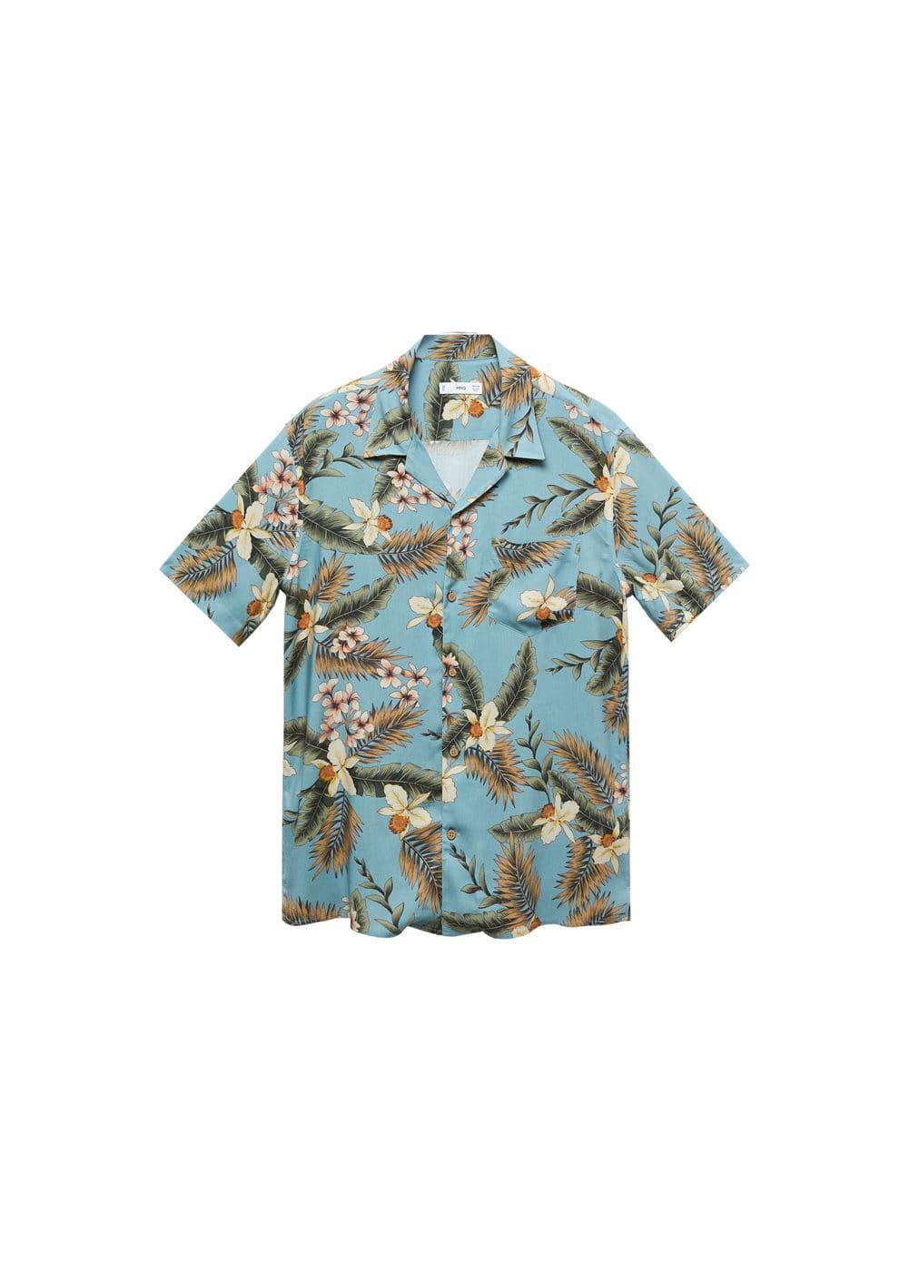 MANGO MAN - Regular-fit Hawaiian print shirt sky blue - XL - Men Product Image