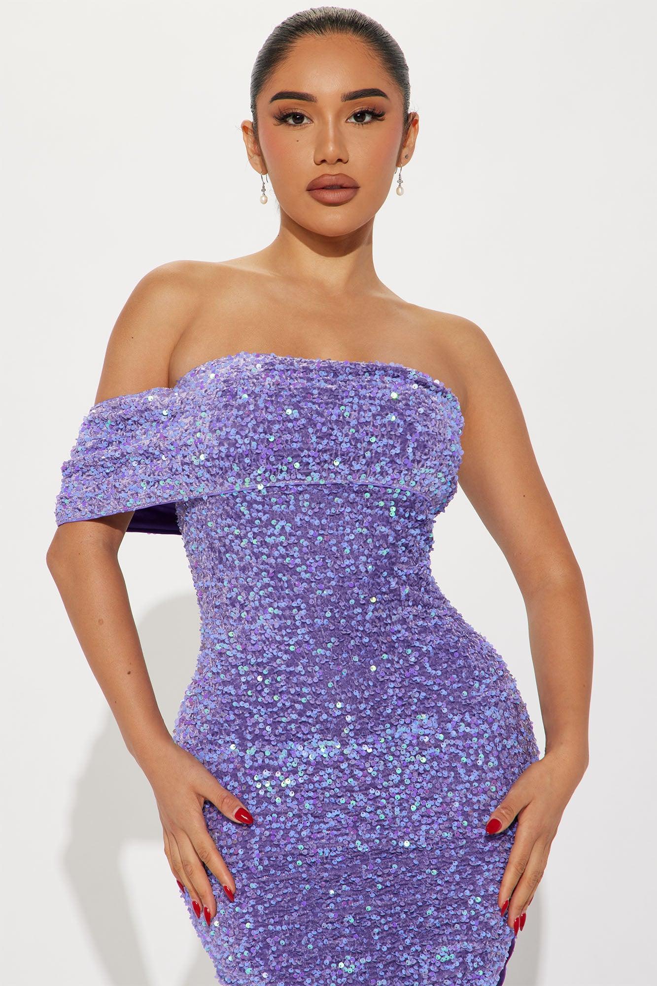 Cuff It Sequin Midi Dress - Lavender Product Image