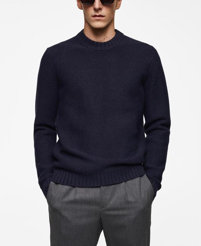 MANGO MAN - Knitted sweater with ribbed details dark navyMen Product Image