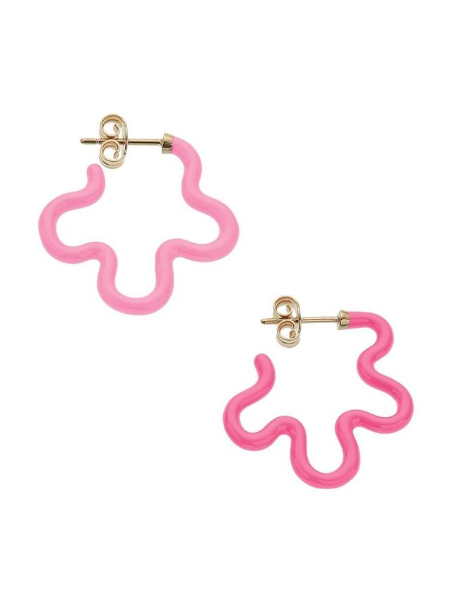 Womens Flower Funk Two-Tone Goldtone & Enamel Asymmetric Hoop Earrings Product Image