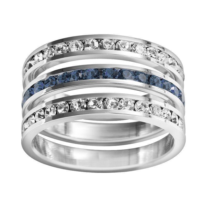 Traditions Jewelry Company Sterling Silver Crystal Eternity Ring Set, Womens Multicolor Product Image