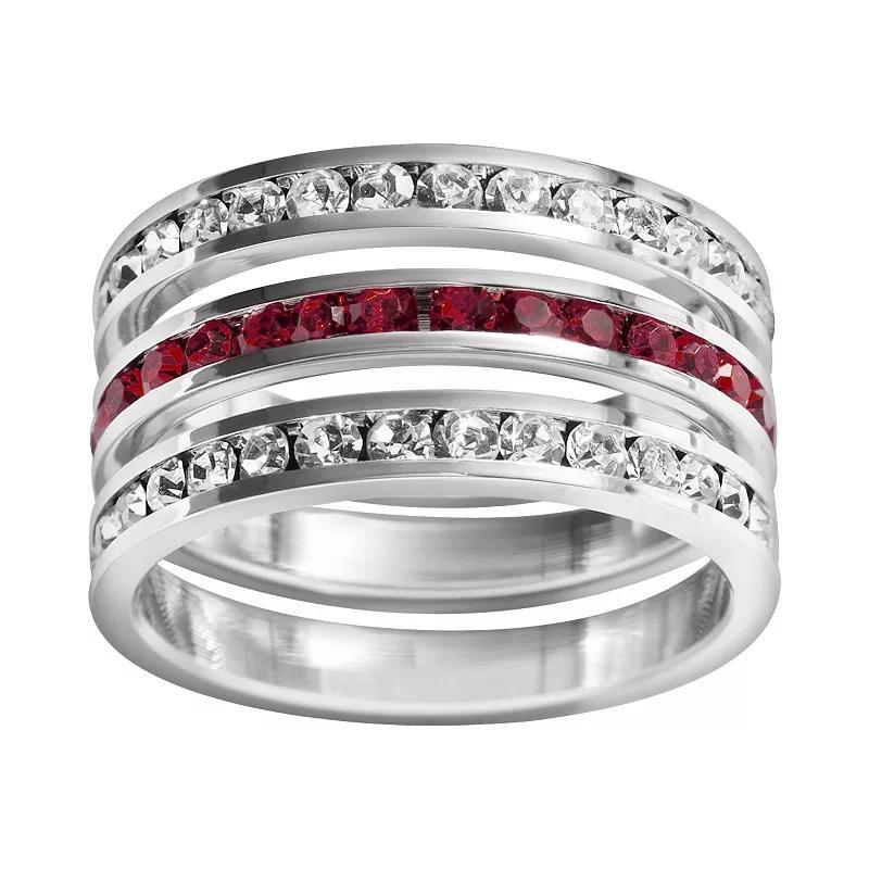 Traditions Jewelry Company Sterling Silver Crystal Eternity Ring Set, Womens Multicolor Product Image