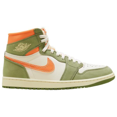 Jordan Mens Retro 1 HI OG - Basketball Shoes Orange/Olive/White Product Image