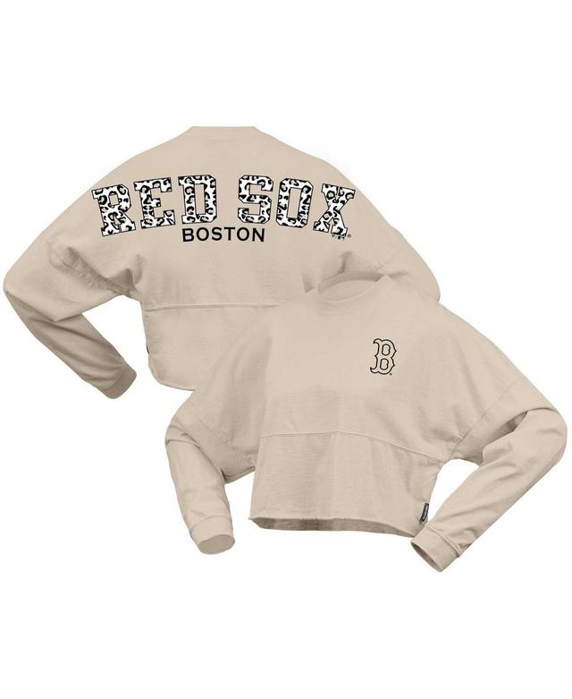 Womens Fanatics Branded Cream Boston Red Sox Long Sleeve Cropped Jersey T-Shirt Product Image