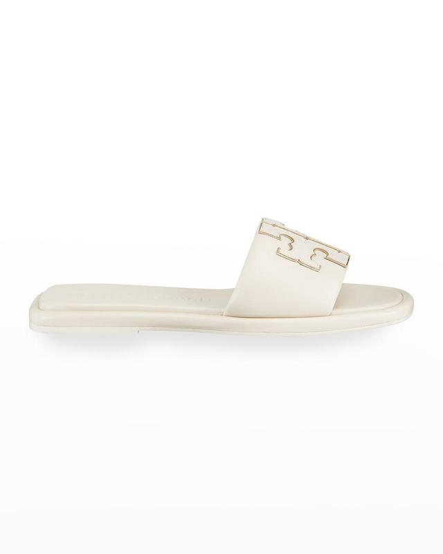 Womens Double-T Monogram Padded Leather Slide Sandals Product Image