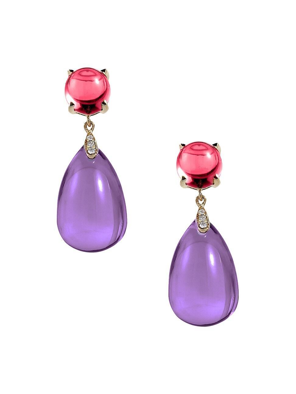 Womens Naughty 18K Gold, Amethyst & Garnet Drop Earrings Product Image