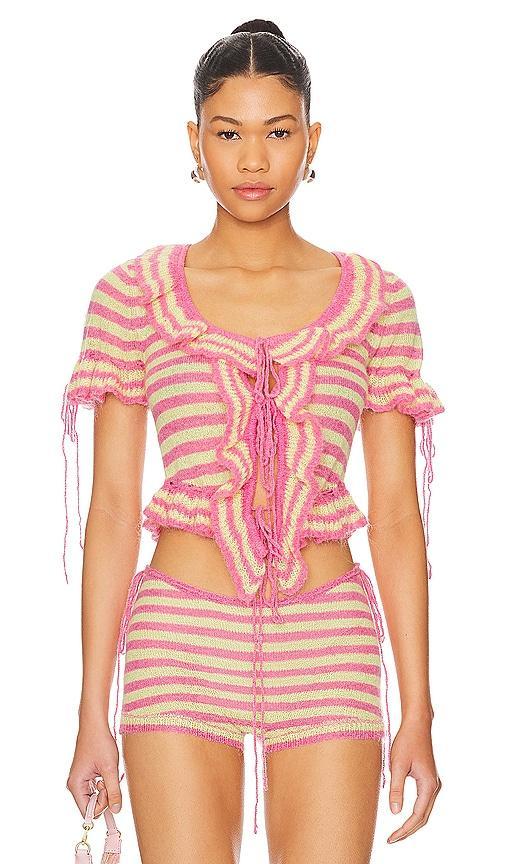 Ruffle Knit Tie Top Product Image