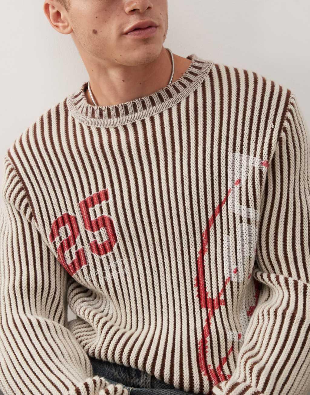 COLLUSION printed ribbed sweater in gray Product Image