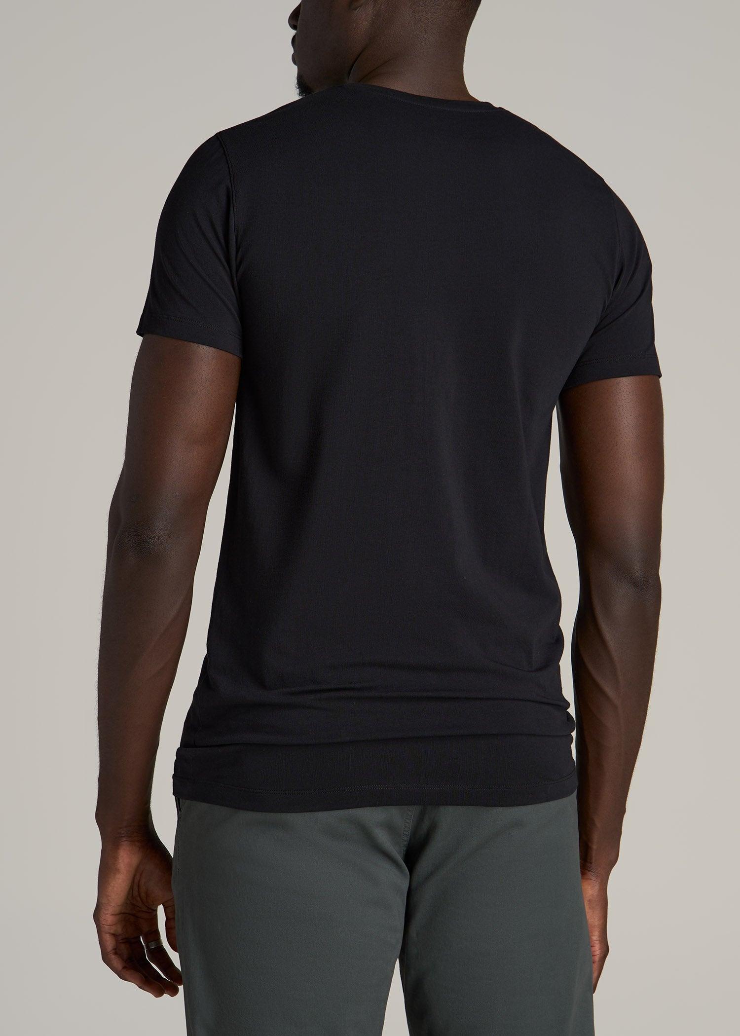 Stretch Cotton MODERN-FIT T-Shirt for Tall Men in Black Product Image