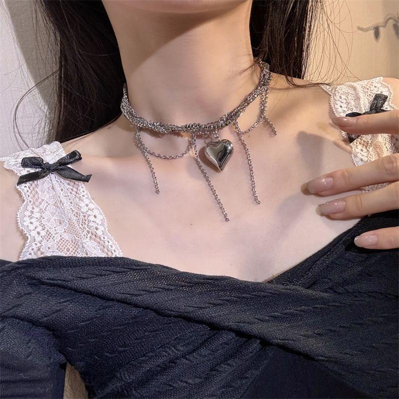 Heart Beaded Chain Choker Product Image