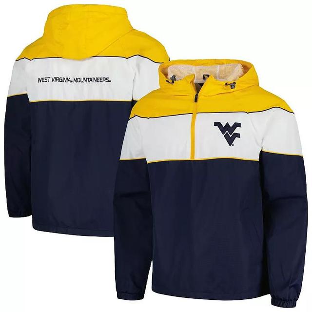 Mens G-III Sports by Carl Banks West Virginia Mountaineers Center Line Half-Zip Raglan Hoodie Jacket Blue Product Image