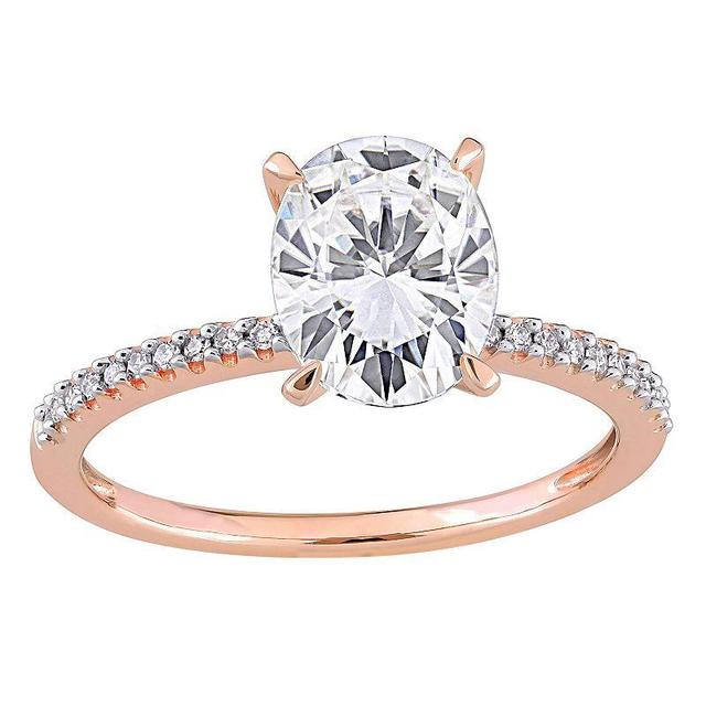 Stella Grace 14k Rose Gold 2 Carat T.W. Lab-Created Moissanite & 1/10 Carat T.W. Diamond Engagement Ring, Womens Product Image